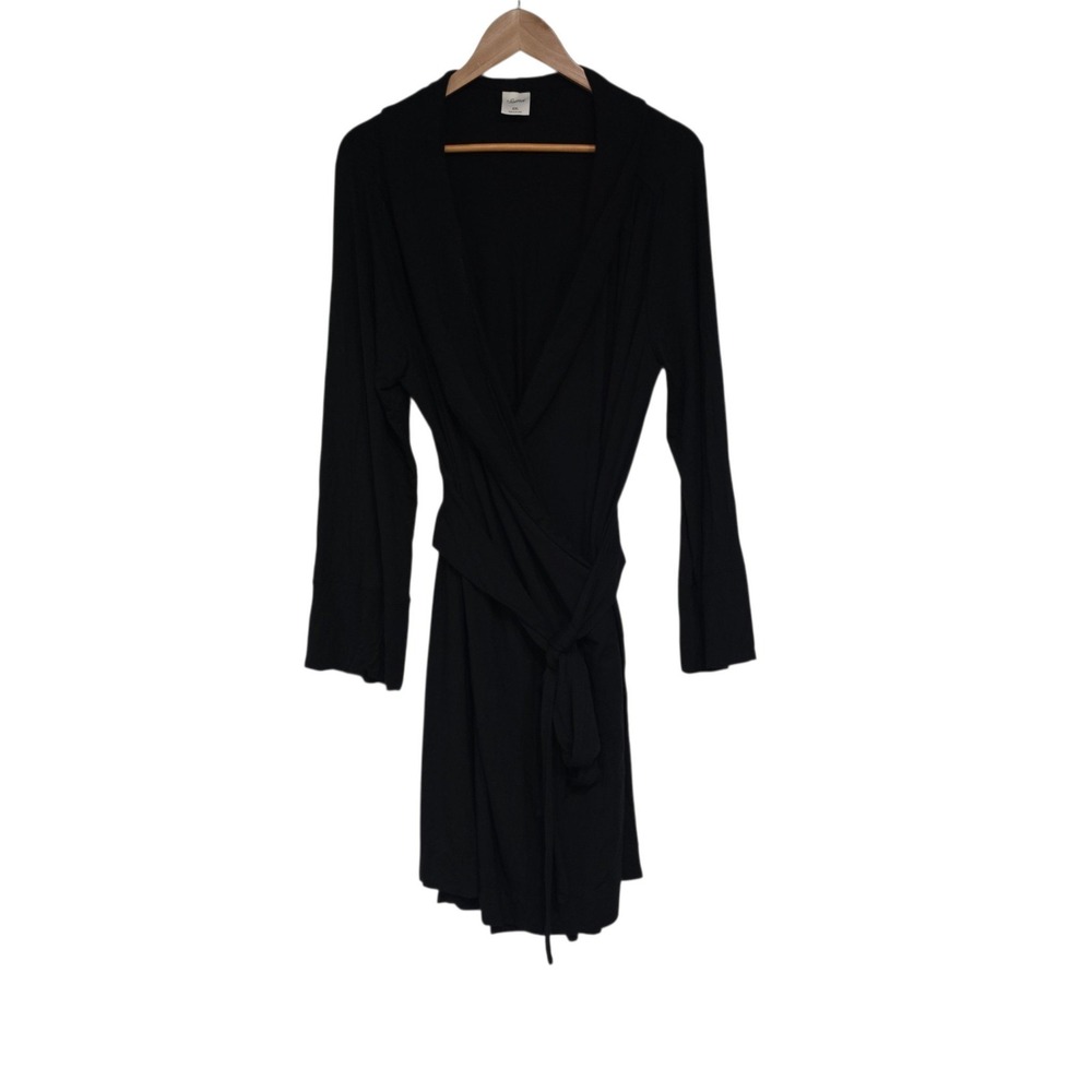 Soma Robe Women XXL Black Cool Nights Knit Wrap Long Sleeve Belted Soft Lounge